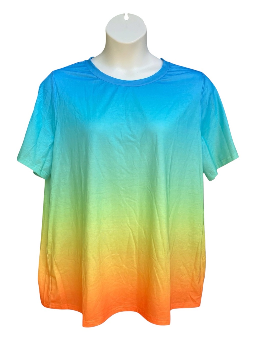 NWT Bloomchic Ombre Gradient Crew Neck Curvy T-Shirt Womens Plus Size 2X 18-20